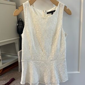 WHBM Cream Ecru Off White Lace Bodice Top Size 2 White House Black Market XS